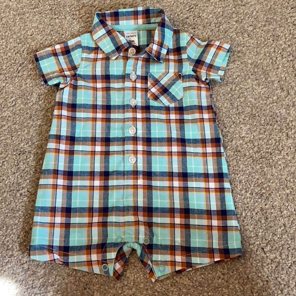 Carter’s 3M Plaid Romper NWOT